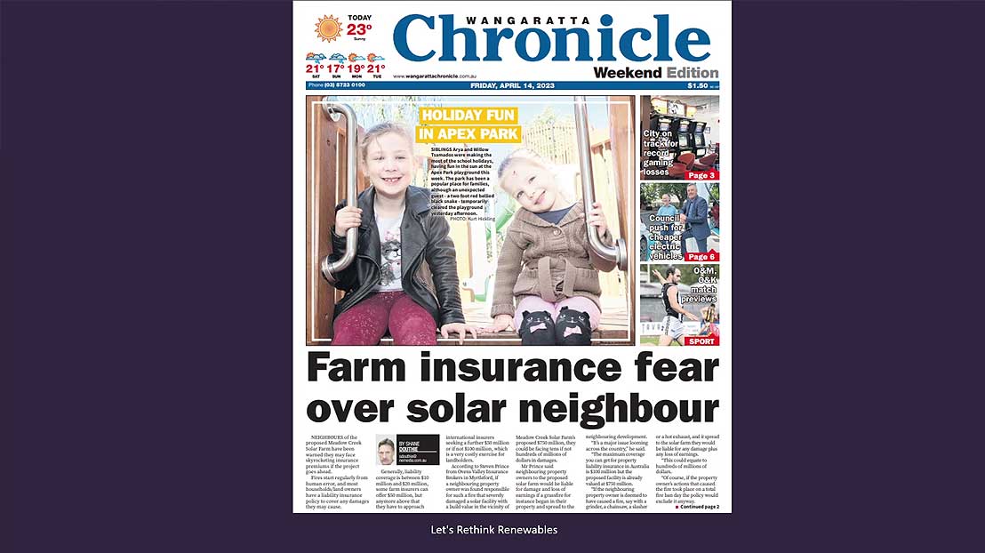 Just the cost of adequate farm insurance is enough to make farms unviable if a solar facility is located on the adjoining property.