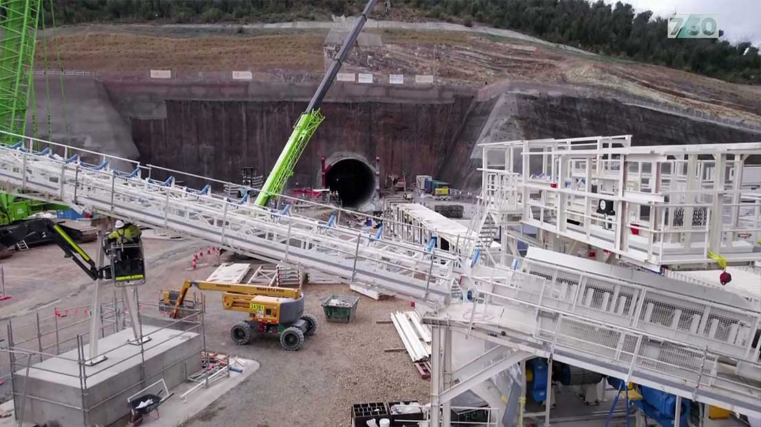 Construction site for tunnel works on the Snowy 2.0 scheme.
