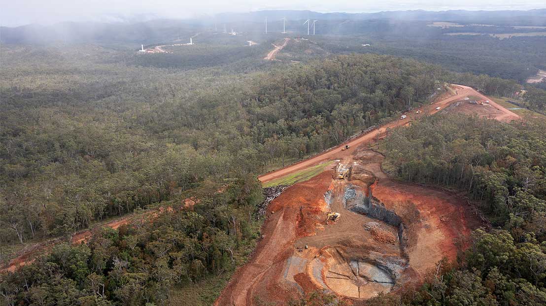 Earth works and concreting to form the base of just one wind turbine tower.