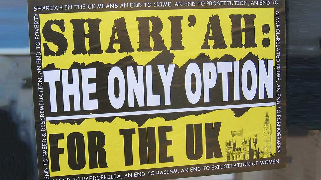 “Shari'ah: the only option for the UK”, seen in Whitechapel
